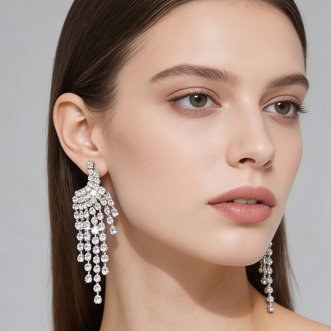 Women's Rhinestone Wing and Tassel Earrings